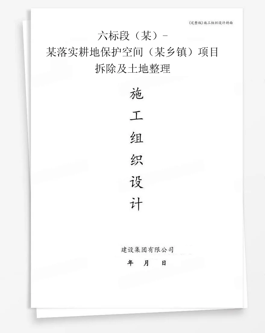 六标段（某）-某落实耕地保护空间（某乡镇）项目拆除及土地整理 封面