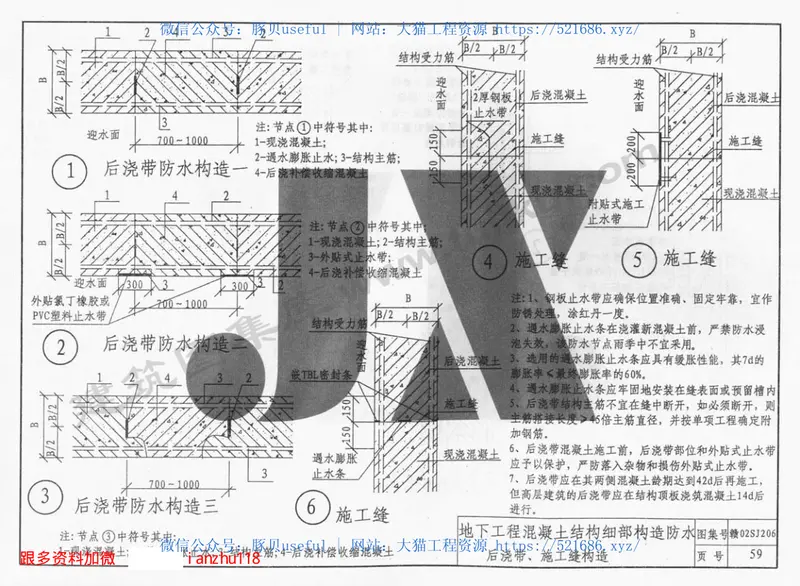 赣02SJ206TBL卷材、涂膜建筑防水构造图 预览图