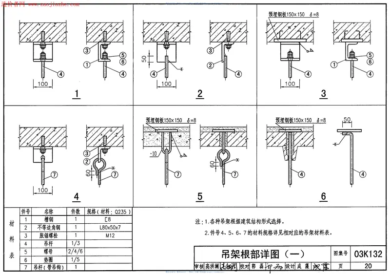 03K132风管支吊架安装图样图集 预览图