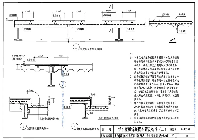 04SG309钢筋焊接网混凝土楼板与剪力墙构造详图 预览图