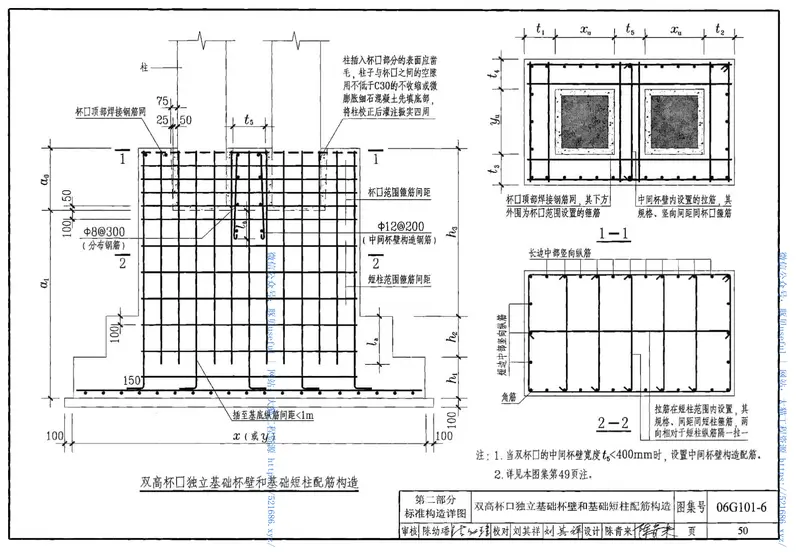 06G101-6混凝土结构施工图平面整体表示方法制图规则和构造详图（独立基础、条形基础、桩基承台） 预览图