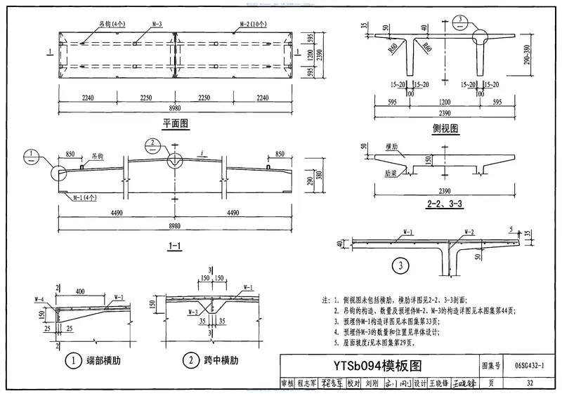 06SG432-1预应力混凝土双T板(坡板宽度2.4m) 预览图