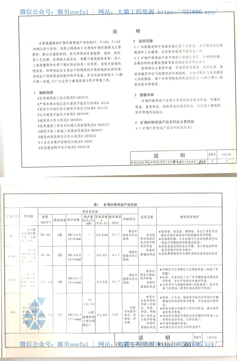11CJ30矿物纤维喷涂保温、吸声构造图集 预览图