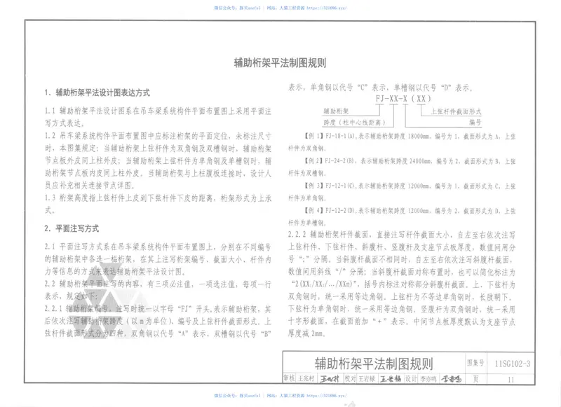 11SG102-3钢吊车梁系统设计图平面表示方法和构造详图 预览图
