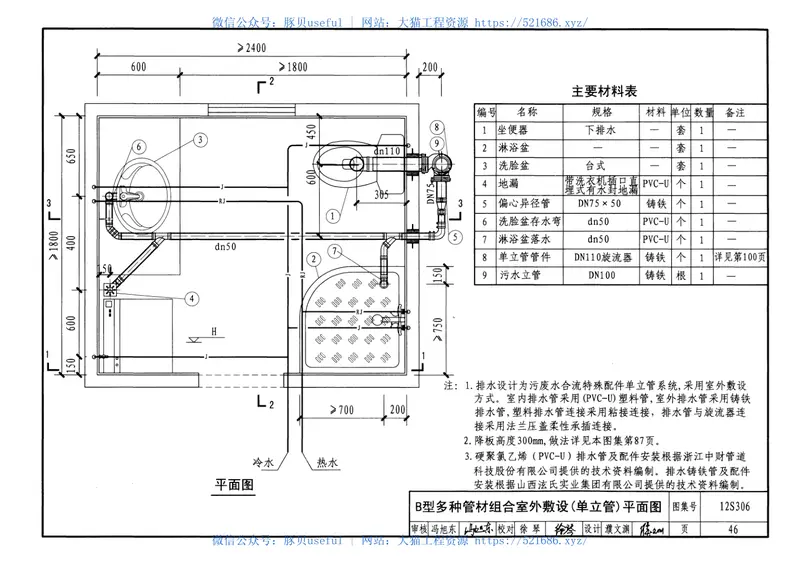 12S306住宅卫生间同层排水系统安装《废止》 预览图