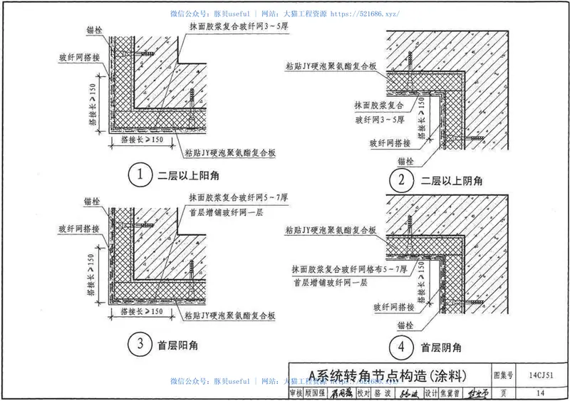 14CJ51JY硬泡聚氨酯复合板外墙外保温建筑构造 预览图