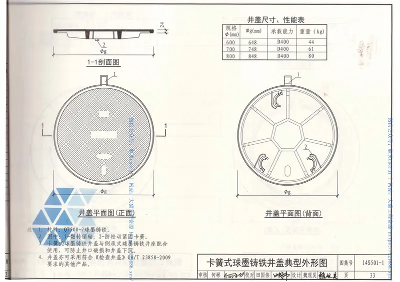 14S501-1球墨铸铁单层井盖及踏步施工 预览图