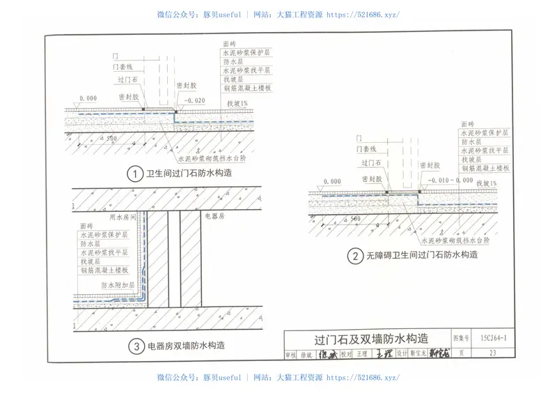 15CJ64-1建筑室内防水构造㈠ 预览图