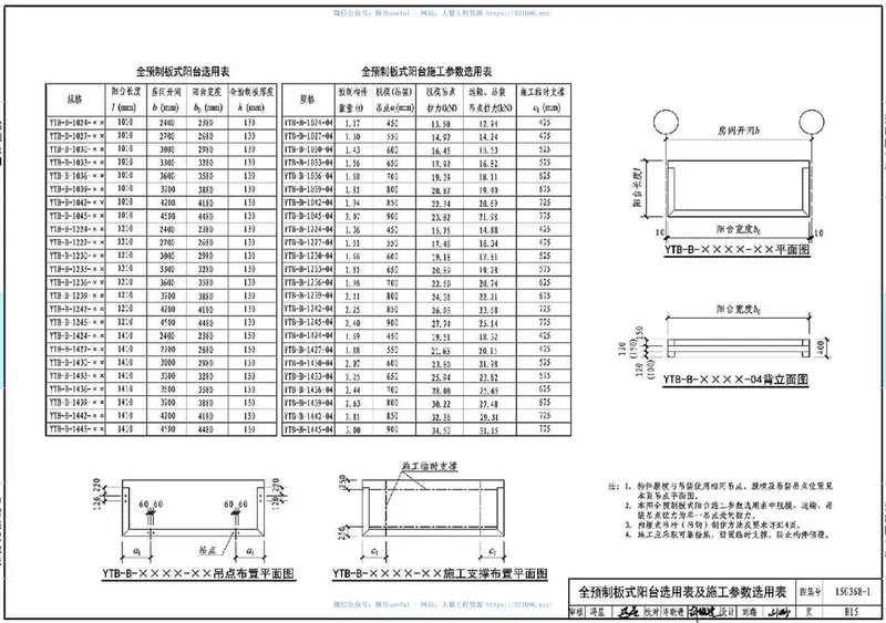 15G368-1预制钢筋混凝土阳台板、空调板及女儿墙 预览图