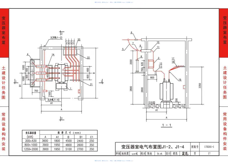 17D201-1_35kv变0．4kV附设式油浸变压器室布置_2018 预览图