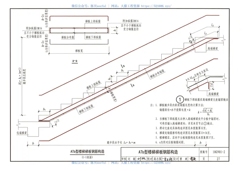18G901-2混凝土结构施工钢筋排布规则与构造详图（现浇混凝土板式楼梯） 预览图