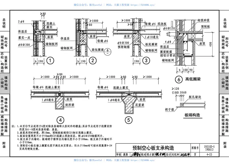 19J102-1_19G613_混凝土小型空心砌块墙体建筑与结构构造 预览图