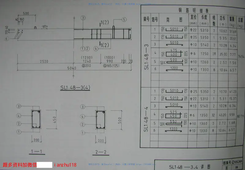 辽92G309钢筋混凝土进深梁 预览图