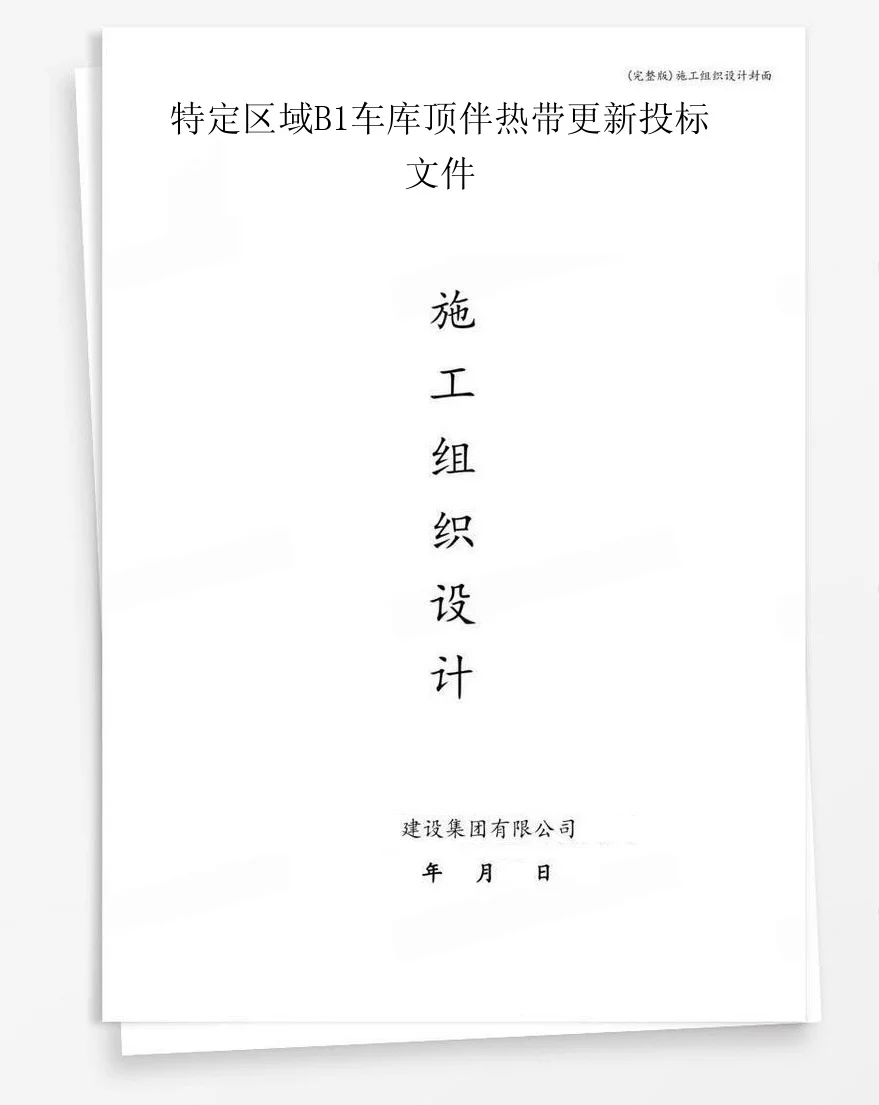 特定区域B1车库顶伴热带更新投标文件 封面