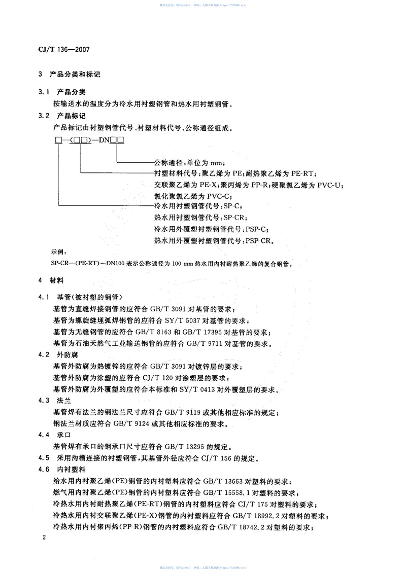 CJT136-2007给水衬塑复合钢管 预览图