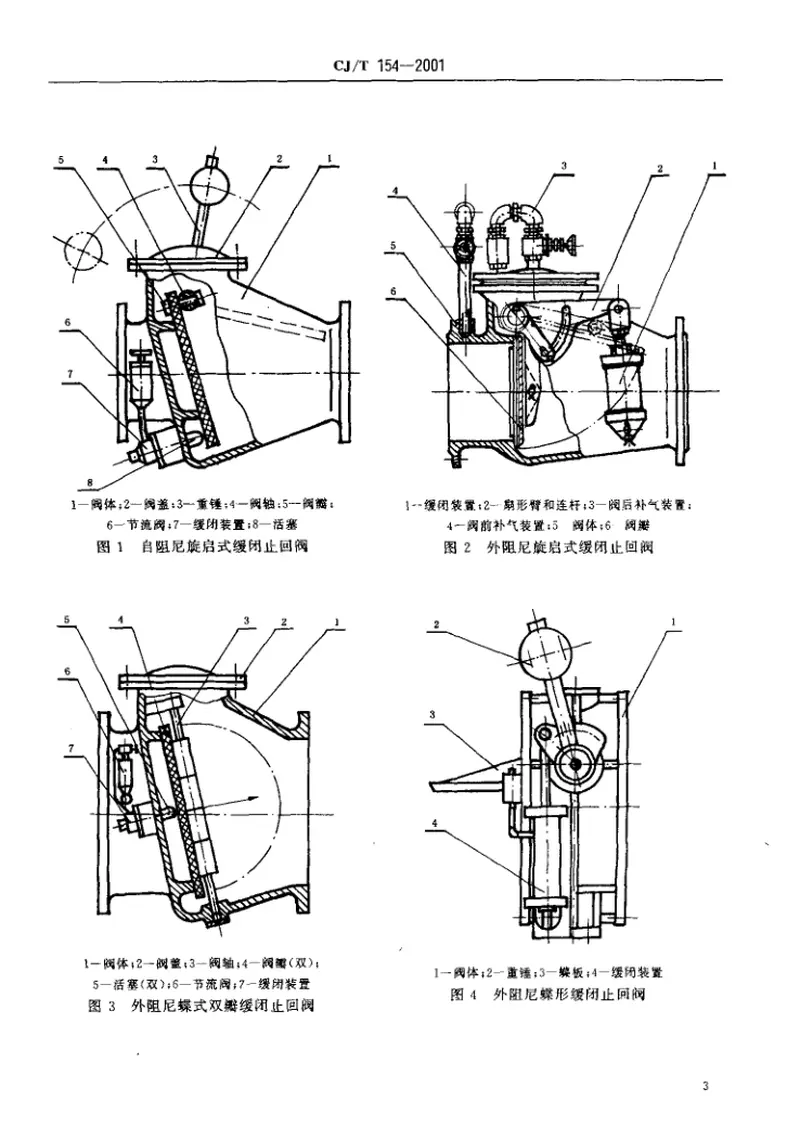 CJT154-2001给排水用缓闭止回阀通用技术要求 预览图