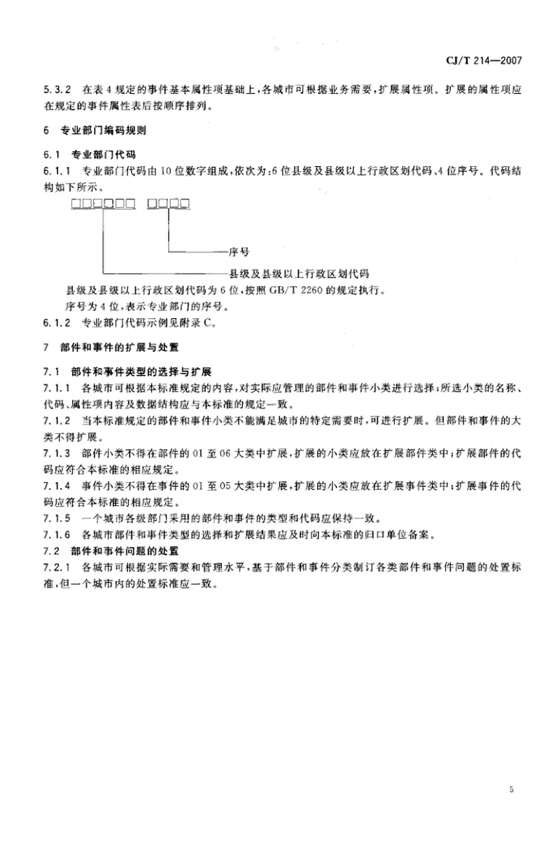 CJT214-2007城市市政综合监管信息系统管理部件和事件分类、编码及数据要求 预览图