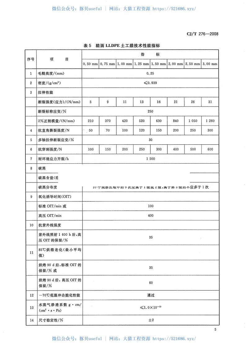 CJT276-2008垃圾填埋场用线性低密度聚乙烯土工膜 预览图