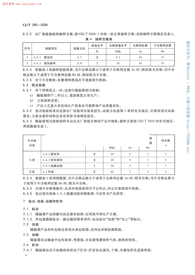 CJT285-2008城市轨道交通浮置板橡胶隔震器规范 预览图