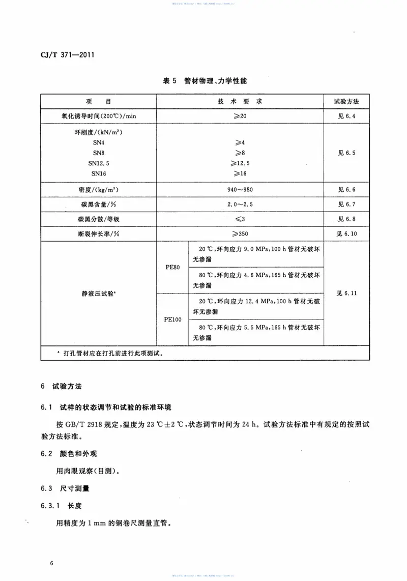 CJT371-2011垃圾填埋场用高密度聚乙烯管材 预览图