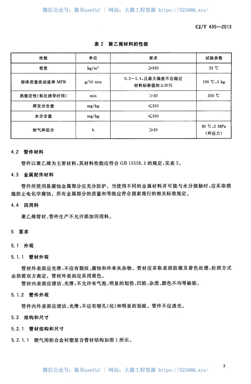 CJT435-2013燃气用铝合金衬塑复合管材及管件 预览图