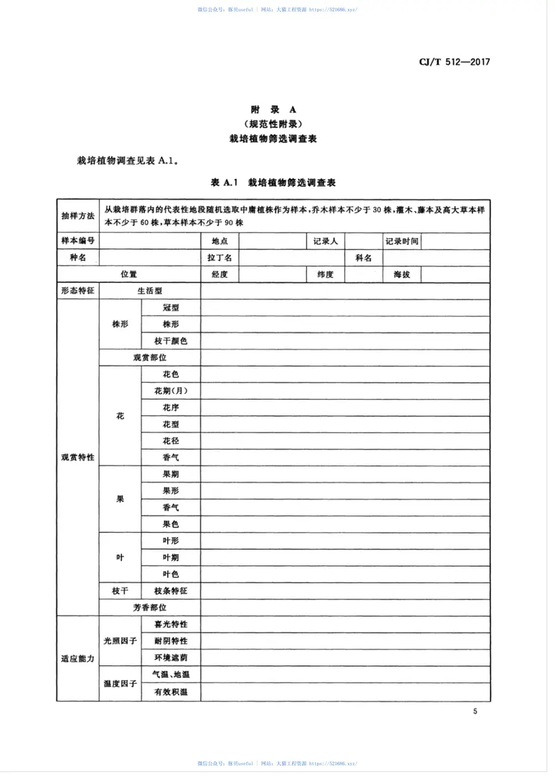 CJT512-2017园林植物筛选通用技术要求 预览图