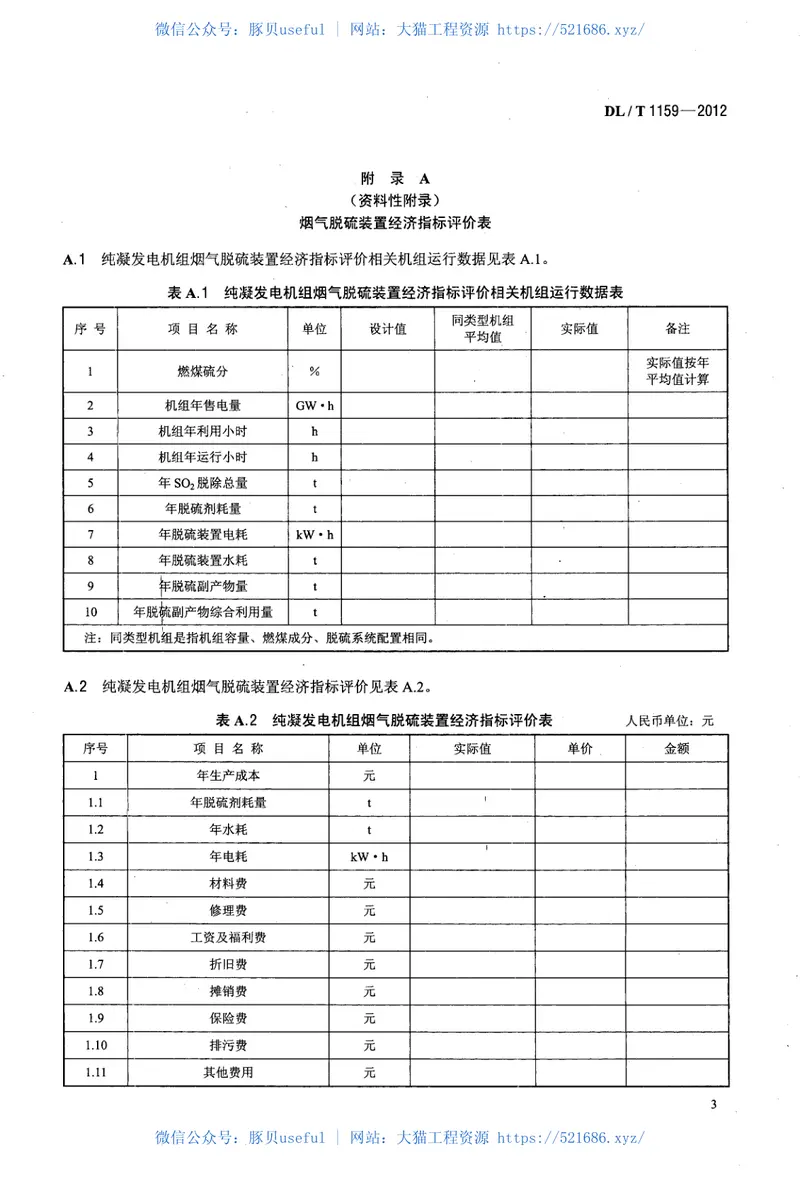 DLT1159-2012火电厂烟气脱硫装置经济性评价导则 预览图