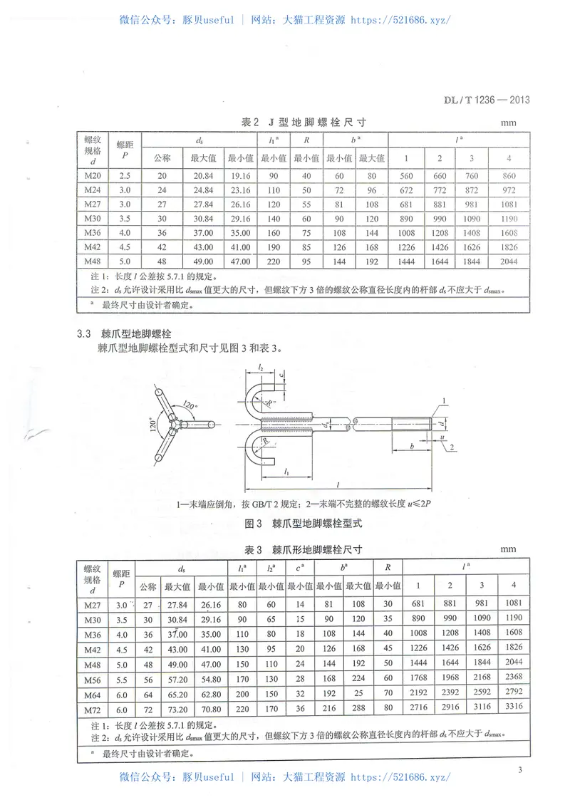 DLT1236-2013输电杆塔用地脚螺栓与螺母 预览图