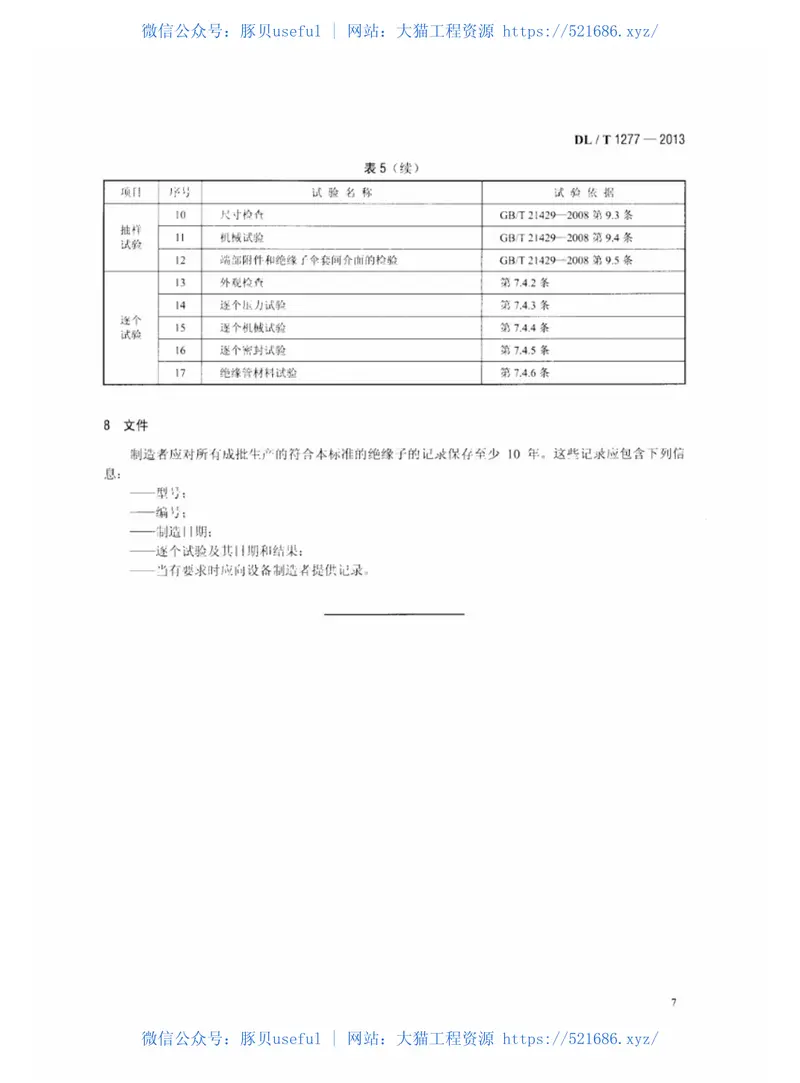 DLT1277-20131100kV交流空心复合绝缘子技术规范 预览图