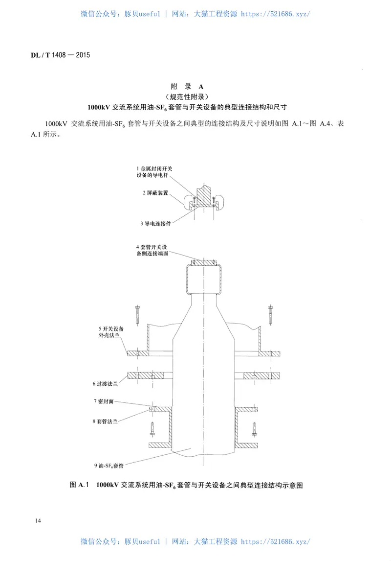 DLT1408-20151000kV交流系统用油—六氟化硫套管技术规范 预览图