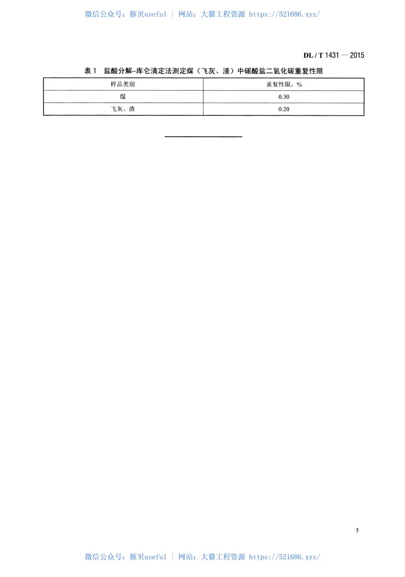 DLT1431-2015煤(飞灰、渣)中碳酸盐二氧化碳的测定盐酸分解—库仑滴定法 预览图