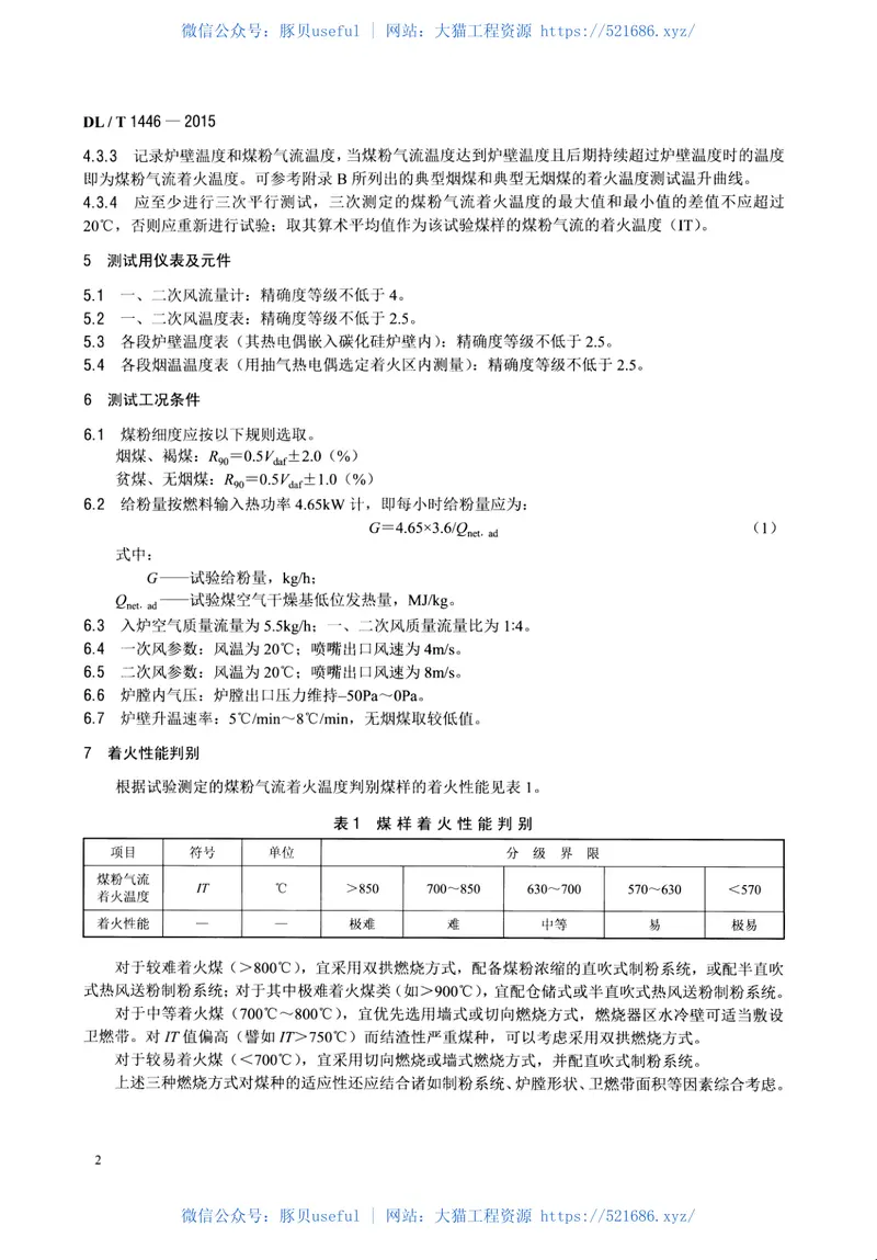 DLT1446-2015煤粉气流着火温度的测定方法 预览图