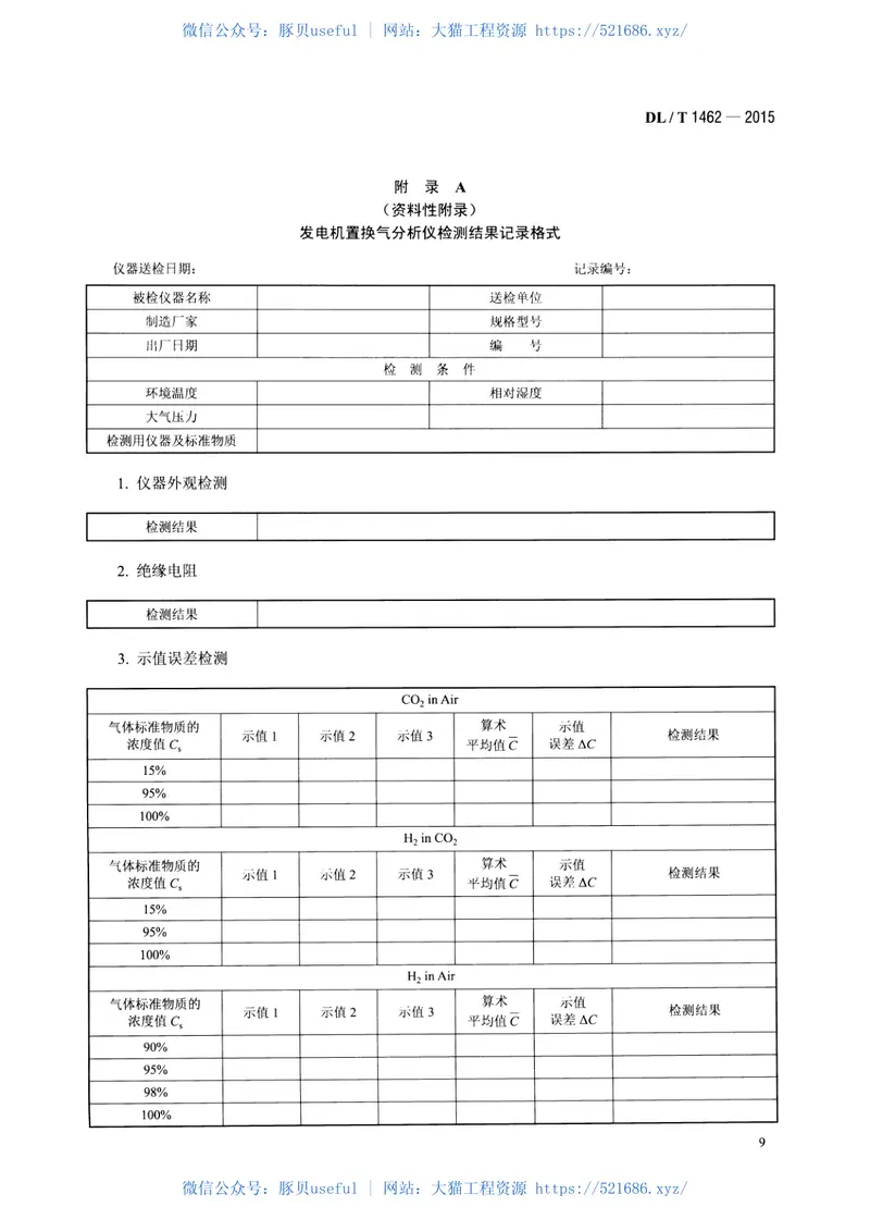 DLT1462-2015发电厂在线氢气系统仪表检测规程 预览图