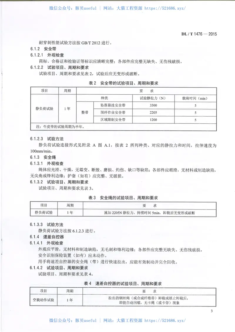 DLT1476-2015电力安全工器具预防性试验规程 预览图