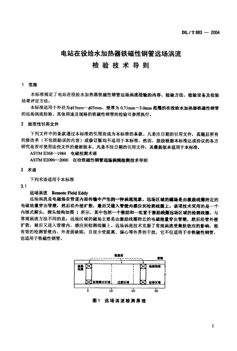 DLT883-2004电站在役给水加热器铁磁性钢管远场涡流检验技术导则 预览图