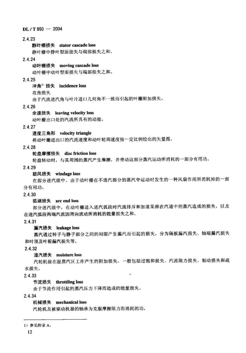 DLT893-2004电站汽轮机名词术语 预览图