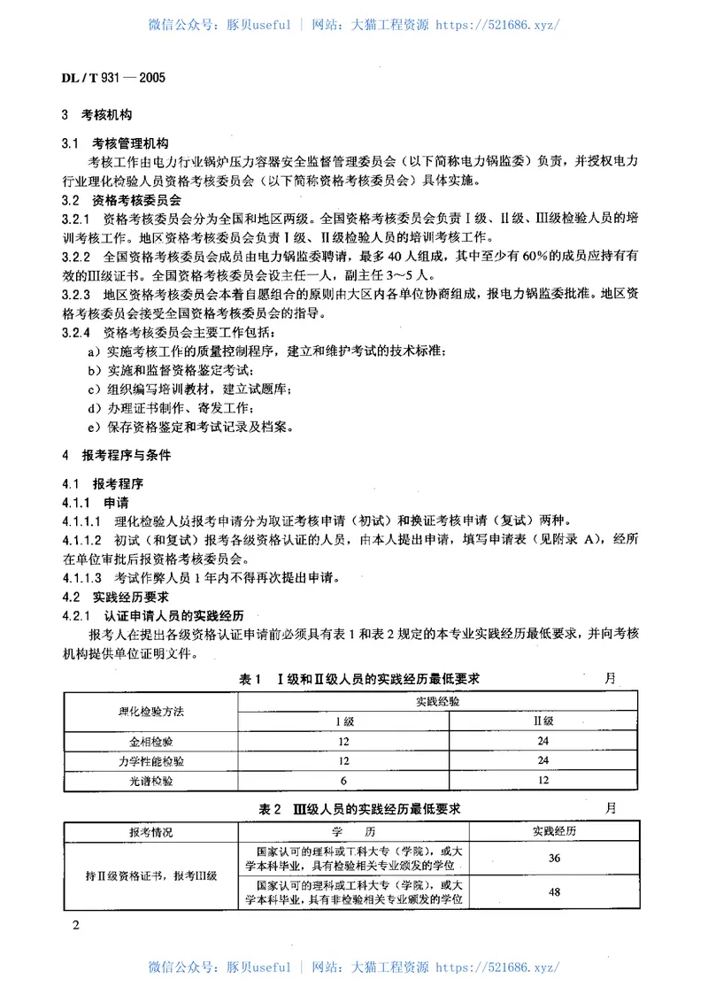 DLT931-2005电力行业理化检验人员资格考核规则 预览图