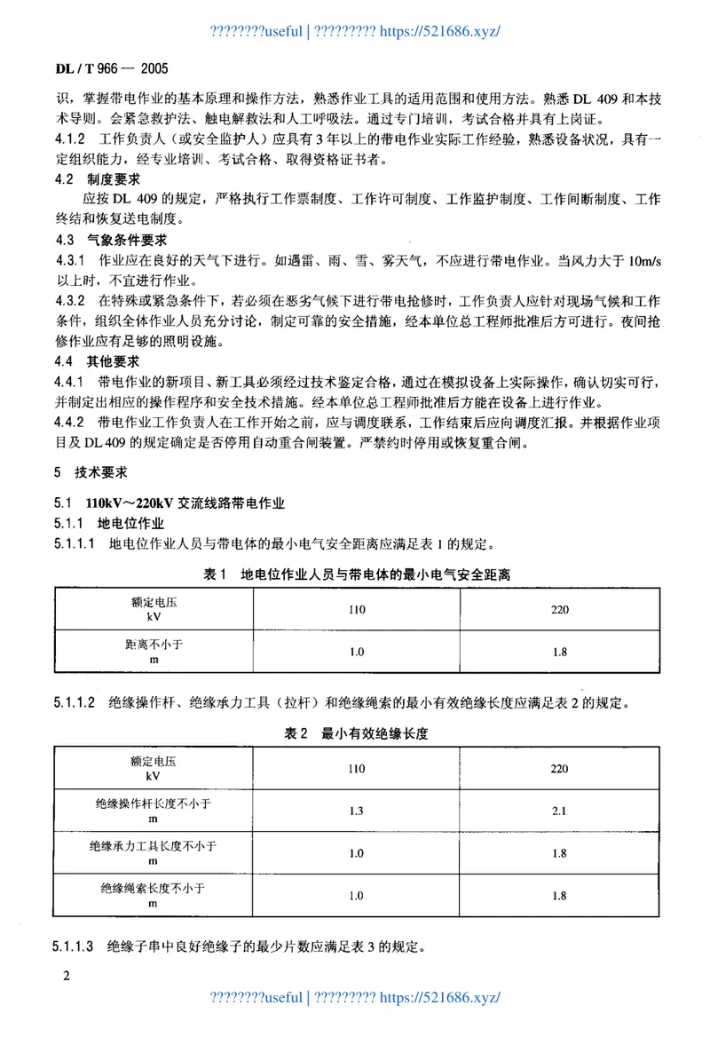 DLT966-2005送电线路带电作业技术导则 预览图