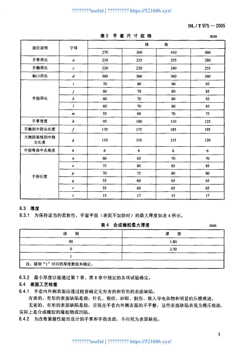 DLT975-2005带电作业用防机械刺穿手套 预览图