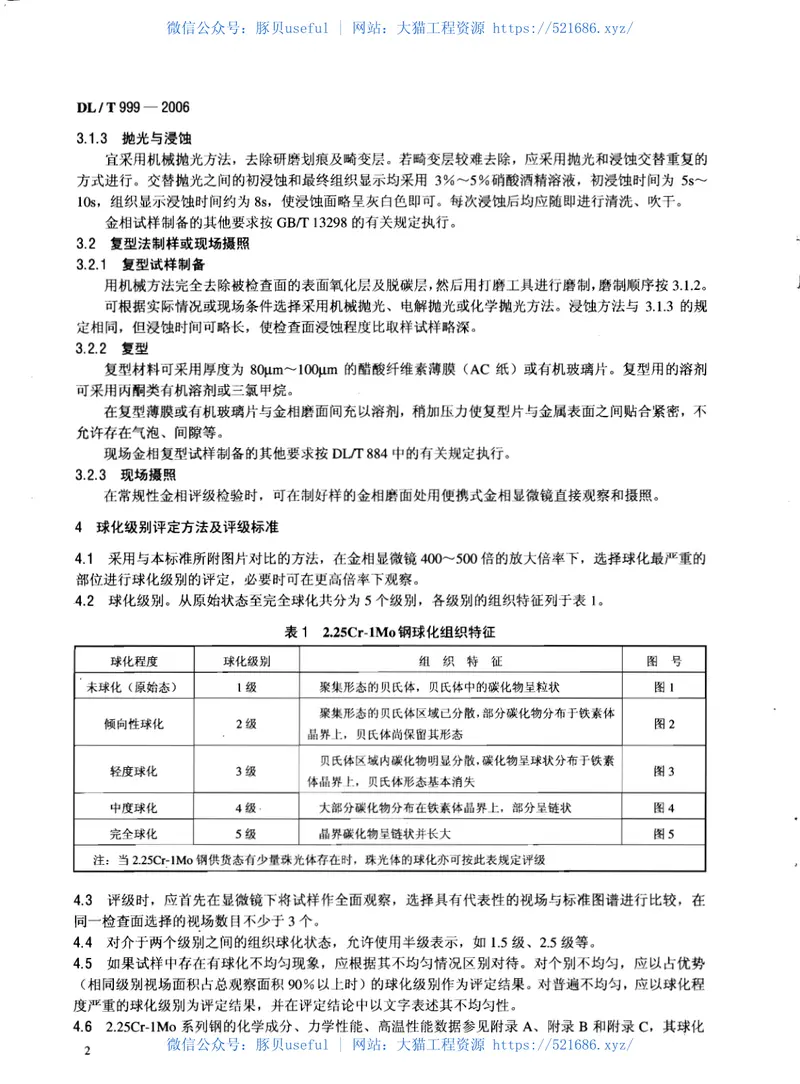 DLT999-2006电站用2.25Cr-1Mo钢球化评级标准 预览图