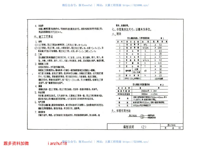 苏G9606玻璃纤维增强水泥（GRC）轻质空心隔墙板构造图集 预览图