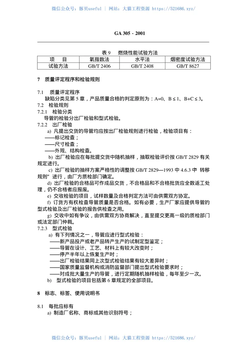 GA305-2001电气安装用阻燃PVC塑料平导管通用技术条件 预览图