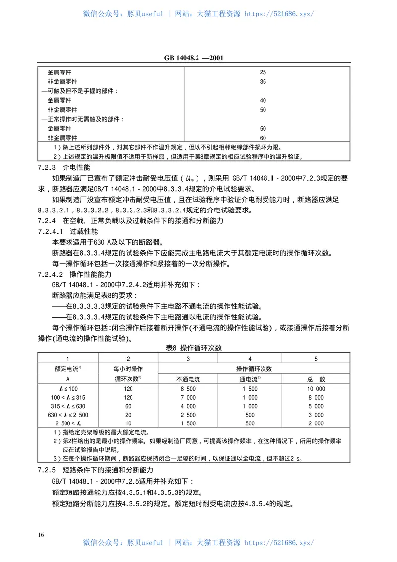 GB14048.2-2001低压开关设备和控制设备低压断路器 预览图