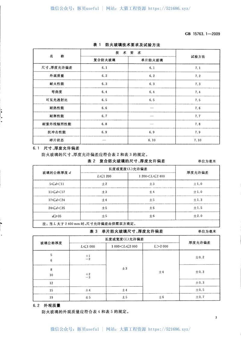 GB15763.1-2009建筑用安全玻璃第1部分：防火玻璃 预览图