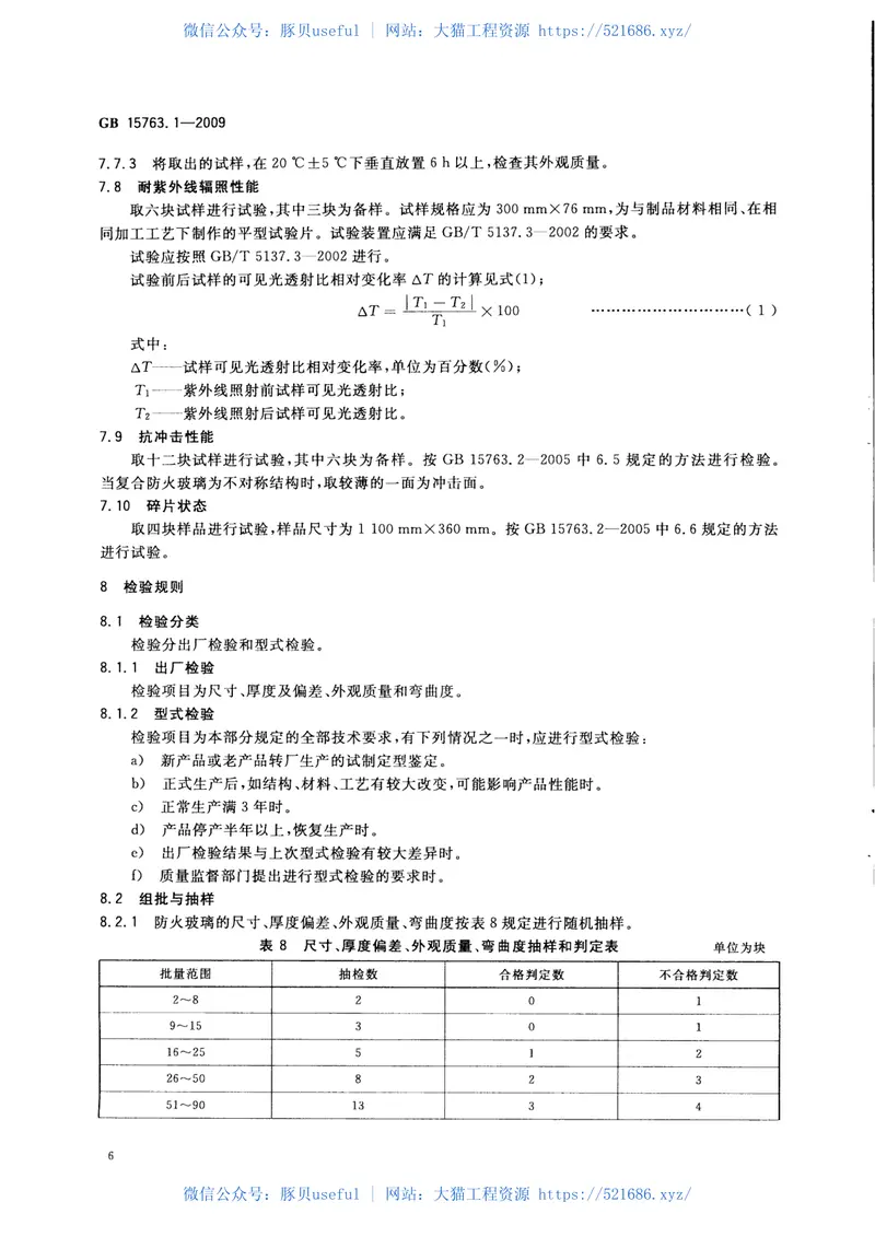 GB15763.1-2009建筑用安全玻璃第1部分：防火玻璃 预览图