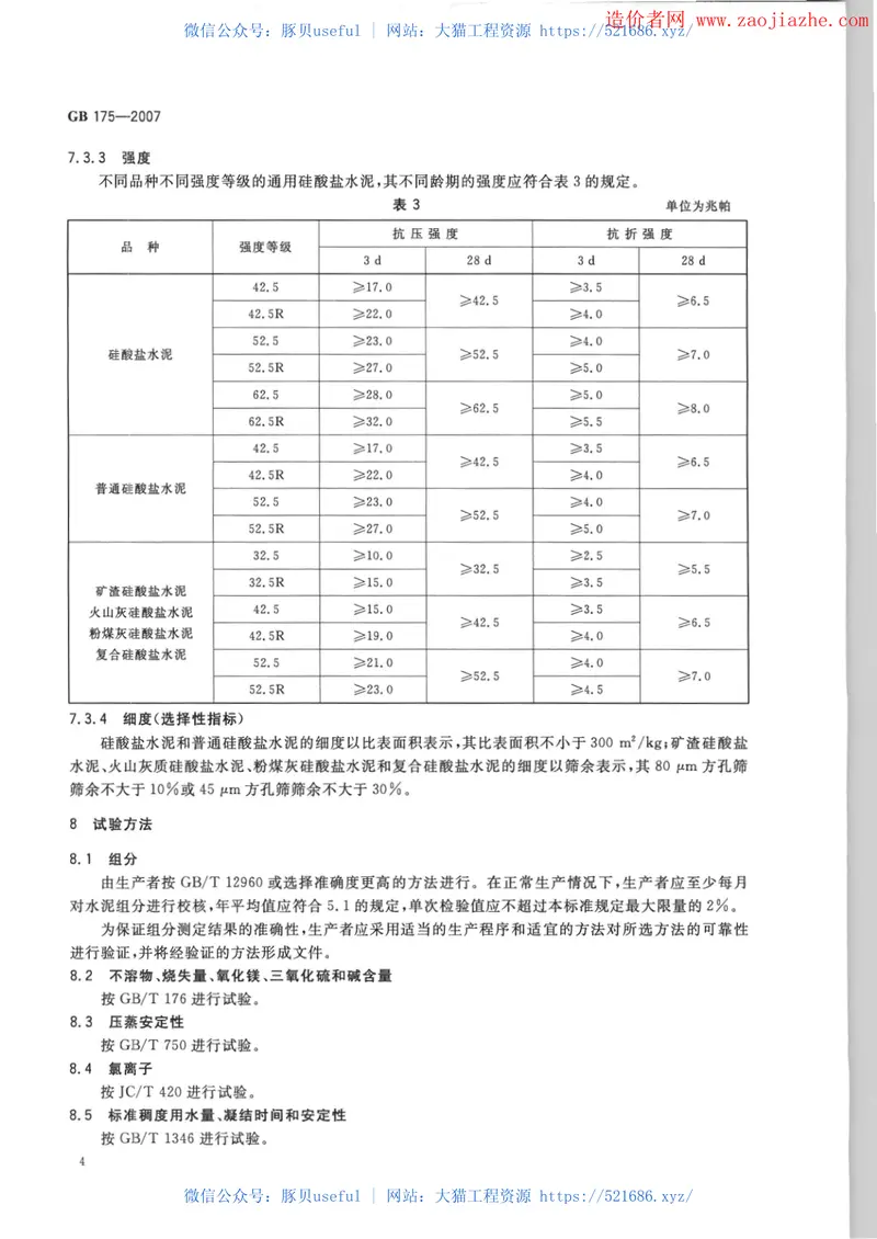 GB175-2007通用硅酸盐水泥规范 预览图