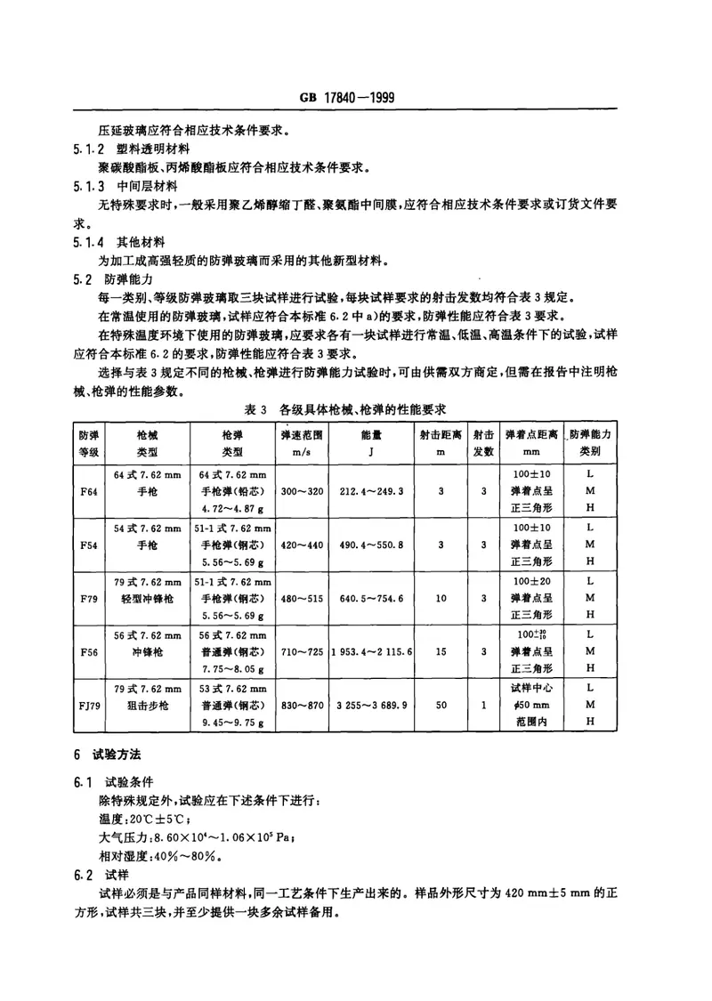 GB17840-1999防弹玻璃 预览图