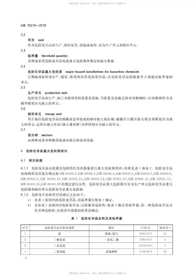 GB18218-2018危险化学品重大危险源辨识 预览图