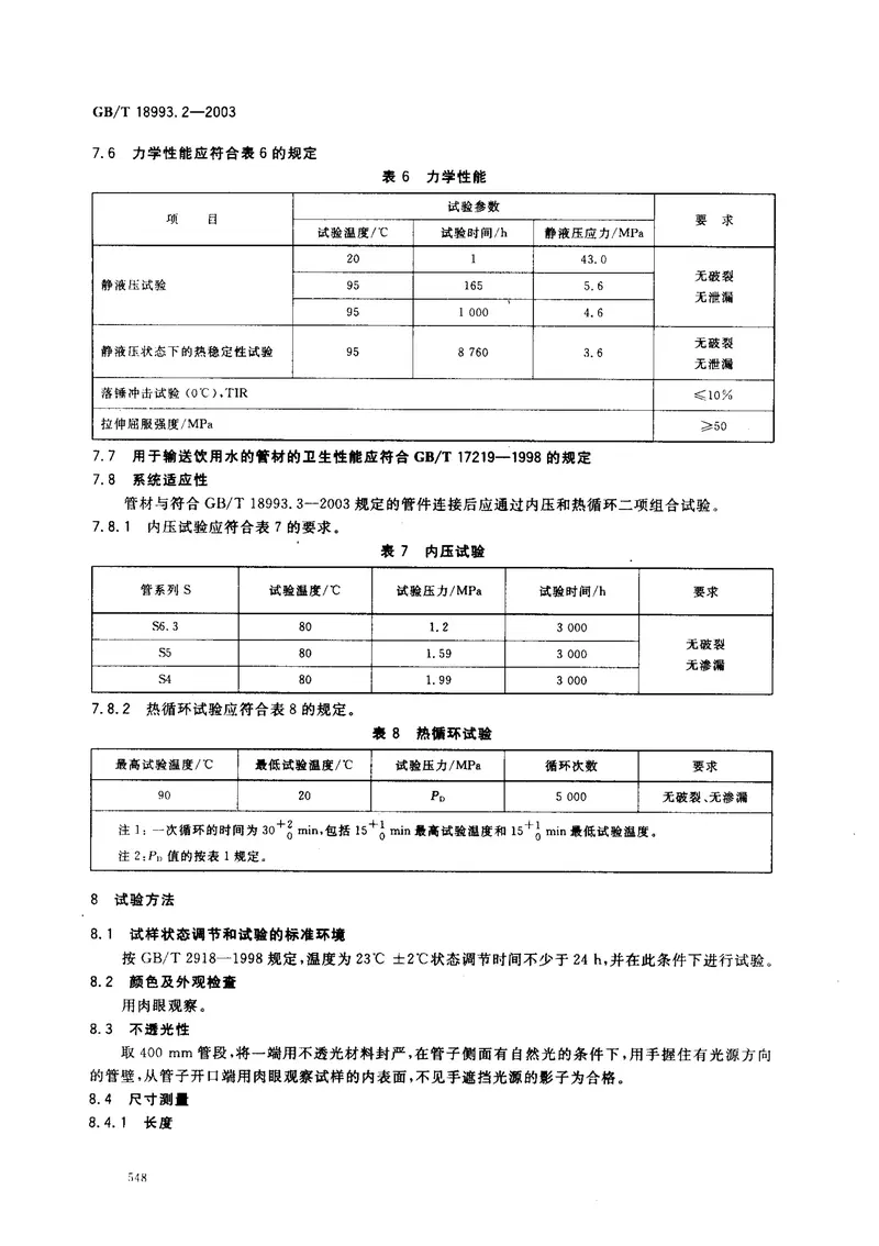 GB18993.2-2003冷热水用氯化聚氯乙烯（PVC-C）管道系统第2部分管材 预览图