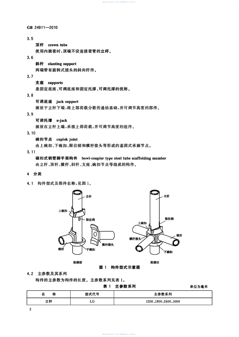 GB24911-2010碗扣式钢管脚手架构件 预览图